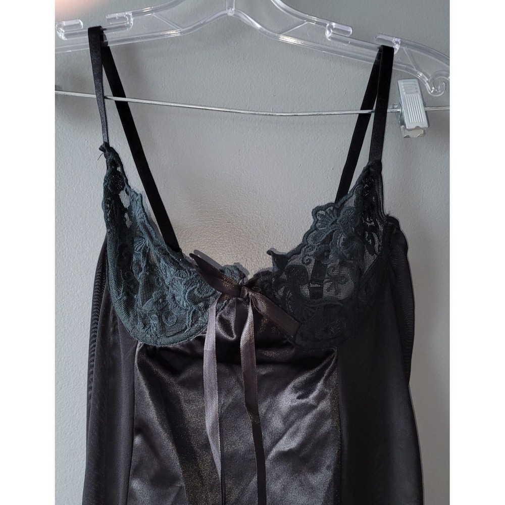Women's Back Lace Up Medium Black Teddy Corset Bustier Lingerie G-String SL2614 - Picture 5 of 8